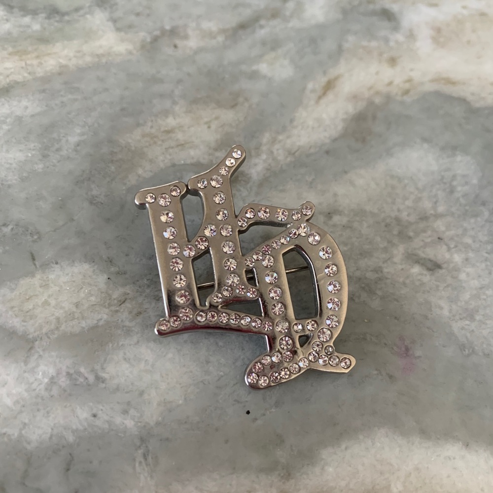 Harley Davidson sterling silver and rhinestone pin